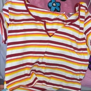 striped cropped T shirt